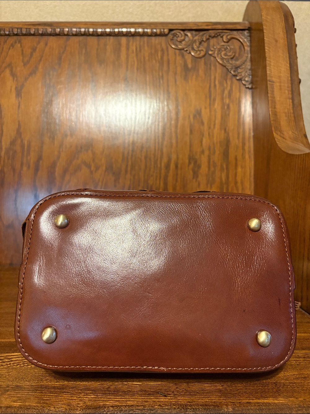 NWT-Patricia Nash-Bellona Bucket Bag-Suede Leather Weave Design-Cognac-$249 - Picture 8 of 15